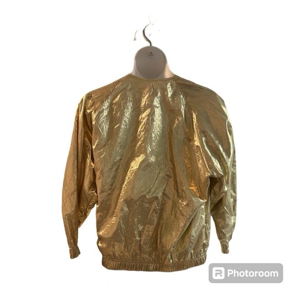Robert Krugman Vintage Gold Metallic Jacket Lightweight Shell Full Zip Large USA - Picture 3 of 6